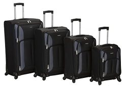 Rockland Luggage Impact Spinner 4 Piece Luggage Set, Black, One Size