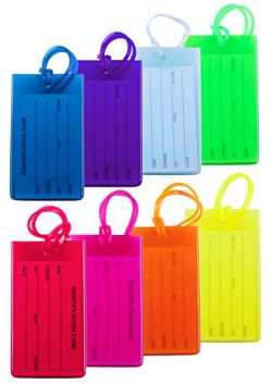 8 Packs Colorful Flexible Travel Luggage Tags for Baggage Bags/Suitcases – Name ID Labels  ...