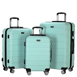 Resena Luggage 3 Piece Set Suitcase Spinner Hardshell Lightweight (Green)