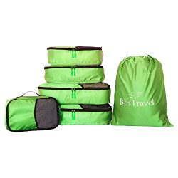 BesTravel – 5 Set Packing Cubes – Travel Organizers with Laundry Bag (green)