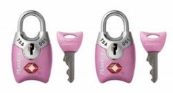 Master Lock Padlock, Keyed TSA-Accepted Luggage Lock, 1 in. Wide, Pink, 4689TPNK (Pack of 2)