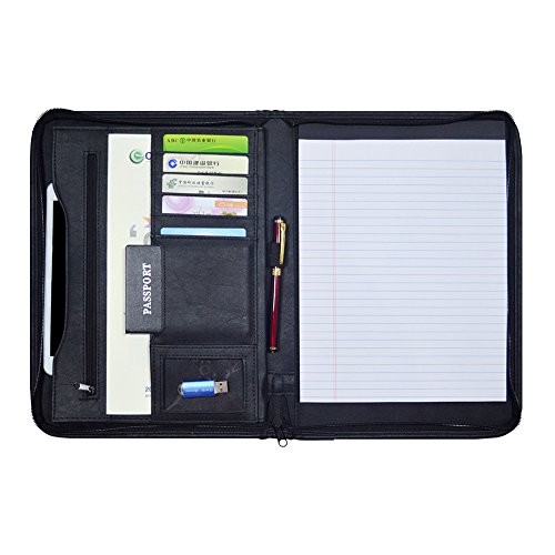Godery Zippered Padfolio Portfolio Binder, Leather Business Portfolio