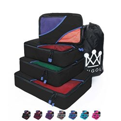 4 Set Packing Cubes Travel Luggage Packing Organizer with Laundry Bag 9 Colors Nylon YKK Zippers ...