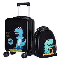 iPlay, iLearn Kids Carry On Luggage Set w/Wheels Hard Shell Spinner Suitcase for Boy