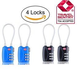 Rewido 4pcs TSA Lock – luggage combination lock,Zinc Alloy 3 Digit Travel Lock