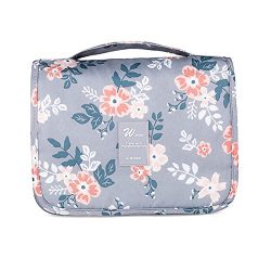 Cosmetic Travel Bag,Mossio Airline Compliant Bag Clutch Weekender Toiletry Pouch Light Grey Flower