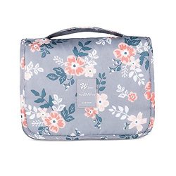 Cosmetic Travel Bag,Mossio Airline Compliant Bag Clutch Weekender Toiletry Pouch Light Grey Flower