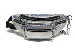 Hologram Waist Bag Waterproof Shiny Neon Fanny Pack Bum Bag Travel Purse Satchel Silver