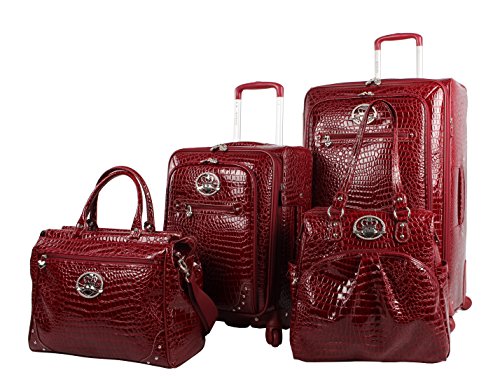 Kathy Van Zeeland Croco PVC Luggage Set 4 Piece Expandable Suitcase with Spinner Wheels (One Siz ...