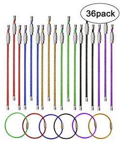 SBYURE 36 Pack of 4.3 inches,Stainless Steel Wire Keychains 1.5 mm Cable Key Rings String Twist  ...