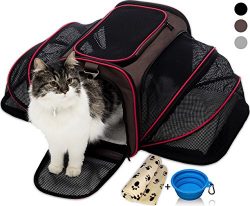 Petyella Cat Carrier Pet Carrier for Small Dogs and Cats Expandable Soft Sided Crate for Pet  ...