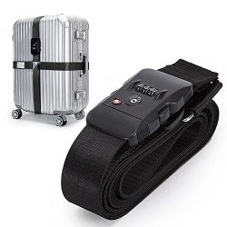 Nylon Luggage Strap with Lock Travel Suitcase Belts (Black)