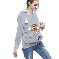 Womens Pet Carrier Shirts Kitten Puppy Holder Sweatshirt Animal Pouch Hood Tops