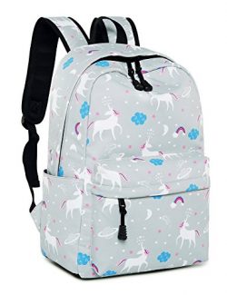 Leaper Unicorn Backpack for Girls Laptop Backpack School Bag Travel Daypack Bookbag Gray