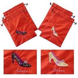 Gold Fortune 4 Packs 10.5″ x 14″ (L x W) Embroidered Silk Jacquard Travel Lingerie a ...