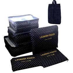 7 Set Travel Packing Organizer,Waterproof Mesh Durable Luggage Travel Cubes with 1 Shoe Bag R ...