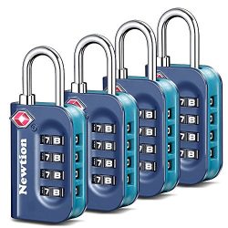 Newtion TSA Lock 4 Pack,TSA Approved Luggage lock,Travel Lock with Double Color Alloy Body,4 Dig ...