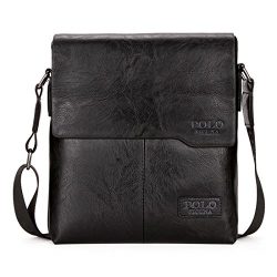 VICUNA POLO Shoulder Bag Business Man Bag Messenger Bag for Men Crossbody Bag (black)