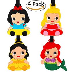 JoyJon 4 Pack Unique Princess Luggage Tags Adjustable Strap Name ID Labels Baggage Tag For Your  ...