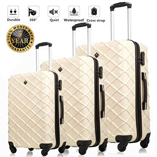 Luggage Sets 3 Pieces Hardshell Spinner Suitcase Lightweight 20 24 28 Inch with Lock Travel (20& ...