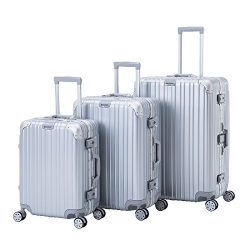Murtisol Luggage Sets 3 Pieces AL Frame Design Hard Shell Suitcase 20 24 28 inch