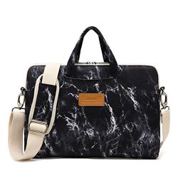 Canvaslife Black Marble Pattern 15 inch Waterproof Laptop Shoulder Messenger Bag Case with Rebou ...
