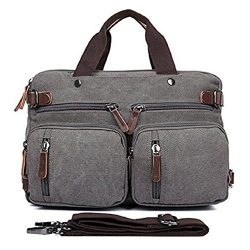 Convertible Backpack Messenger Bag Shoulder bag Canvas Handbag Large Business Briefcase Multi-fu ...