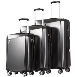 Coolife Luggage 3 Piece Sets PC+ABS Spinner Suitcase 20 inch 24 inch 28 inch