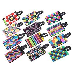 12 Pieces Luggage Tags Assorted Travel Suitcase Labels Business ID Card Holder