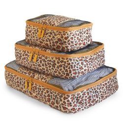 Travel Packing Cubes Set (3 Piece), Ideal for Travel and Closet Organizer (Leopard)