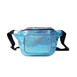 JIGSEAME Women Fanny Pack Holographic Waist Pack Festival Bum Bag-Fanny Pack with Adjustable Bel ...