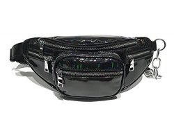 Hologram Waist Bag Waterproof Shiny Neon Fanny Pack Bum Bag Travel Purse Satchel Black