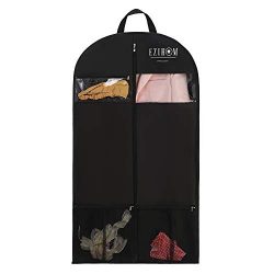 Ezihom 54″ Gusseted Travel Garment Bag for Suit and Dress with Clear Window Pockets