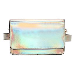 Mily Fashion Girls Laser Waist Bag Hologram Leather Fanny Pack Chain Shoulder Bag Stylish Travel ...