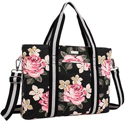 MOSISO Laptop Tote Bag (Up to 17.3 Inch), Canvas Classic Rose Multifunctional Work Travel Shoppi ...