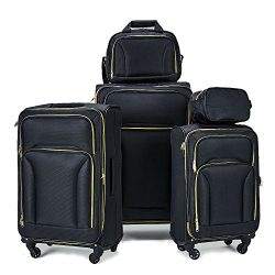 Fochier Luggage 5 piece Spinner Set Lightweight Expandable Softshell Suitcase