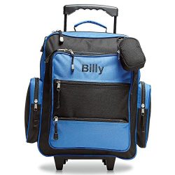 Blue and Black Personalized Kids Rolling Luggage- 5″ x 12″ x 16.75″H, Kid̵ ...