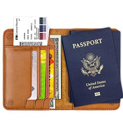 XGUO Passport Holder Case Wallet,Multifunctional Genuine Leather RFID Blocking Passport Holder C ...