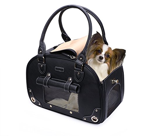 PetsHome Dog Carrier Purse, Pet Purse, Foldable Waterproof Premium Leather Pet Travel Portable B ...