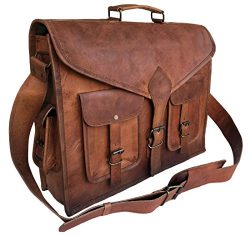KPL 18 Inch Rustic Vintage Leather Messenger Bag Laptop Bag Briefcase Satchel bag
