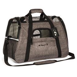 Mr. Peanut’s Airline Approved Soft Sided Pet Carrier, Two-Tone Luxury Travel Tote with Fle ...