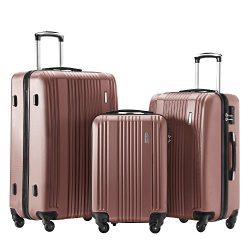 Luggage Set 3 Piece Set Suitcase set Spinner Hard shell Lightweight (gold)