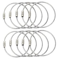 BlueCosto (10-Pack-Silver) Ultra Tough Stainless Steel String Wire Luggage Tag Loop Key Ring 600013