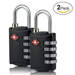 TEKITSFUN TSA Luggage Locks(2 Pack), Travel Locks, 4 Digit Travel Combination Locks for Suitcase ...