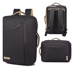 TUGUAN Briefcase Bag,17 Inch Laptop Bag Functional Travel College Anti Theft Backpack for Men Black