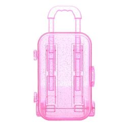 Travel Suitcase,Kasien 18 Inch American Girl Fashion Trunk Luggage Box Claear Travel Suitcase (Pink)