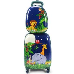 Goplus 2Pc 12″ 16″ Kids Carry On Luggage Set Upright Hard Side Hard Shell Suitcase S ...