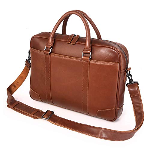 Texbo Genuine Leather 15.6 Inch Laptop Briefcase Messenger Bag Tote Fit Business Travel
