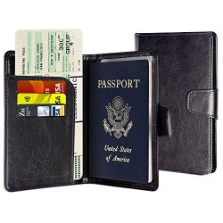 Passport Holder, Arae Leather RFID Blocking Passport Wallet Cover Travel Case for Men Women with ...