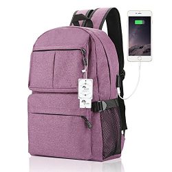 Laptop Backpack, WInblo 15 15.6 Inch College Backpack with USB Charging Port Light Weight Travel ...